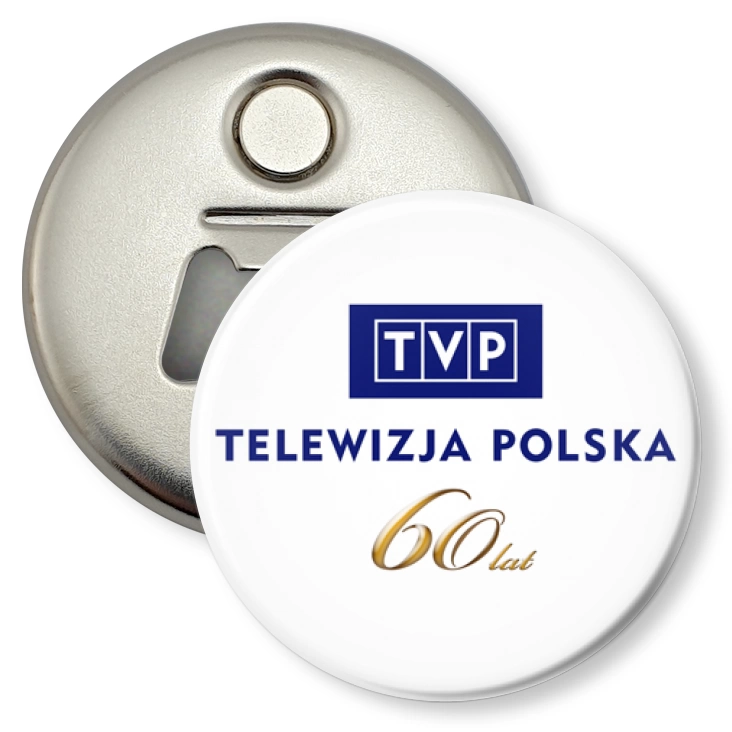 przypinka otwieracz-magnes 60 lat TVP