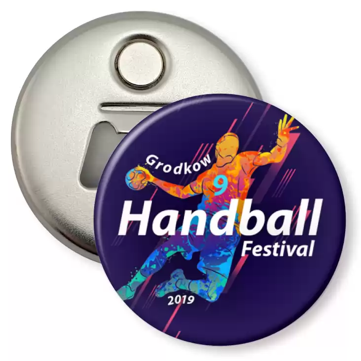 przypinka otwieracz-magnes 9 Grodkow Handball Festival 2019
