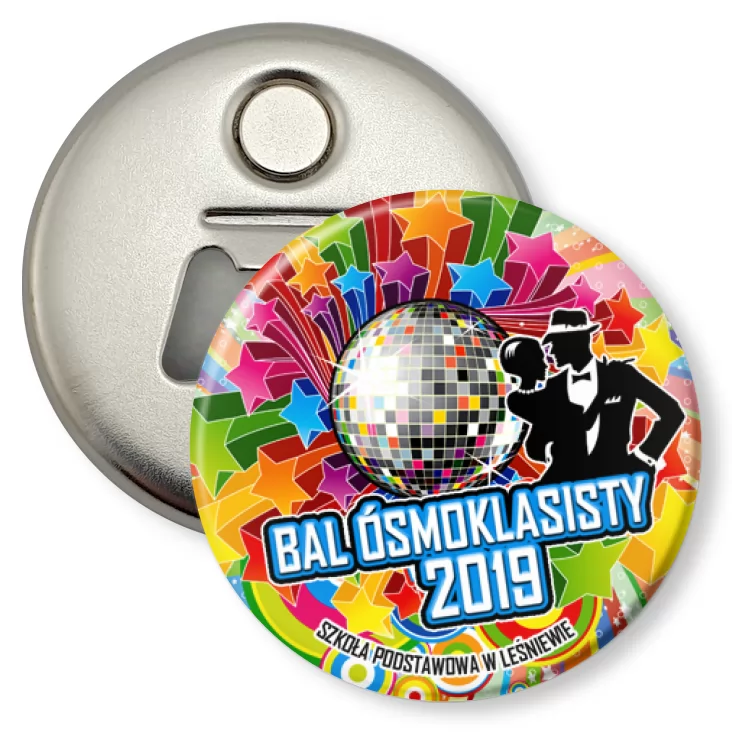 przypinka otwieracz-magnes Bal Ósmoklasisty 2019