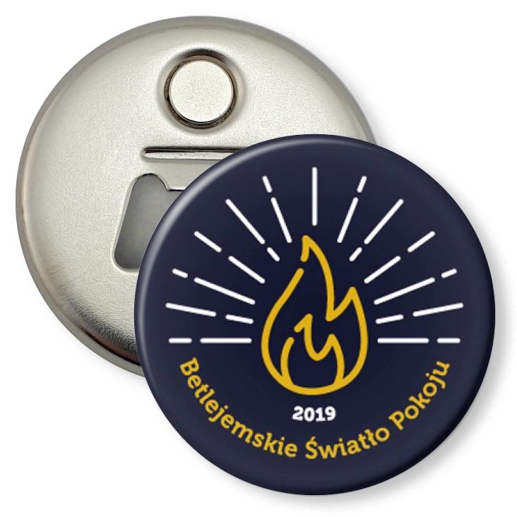 przypinka otwieracz-magnes Betlejemskie Światło Pokoju 2019