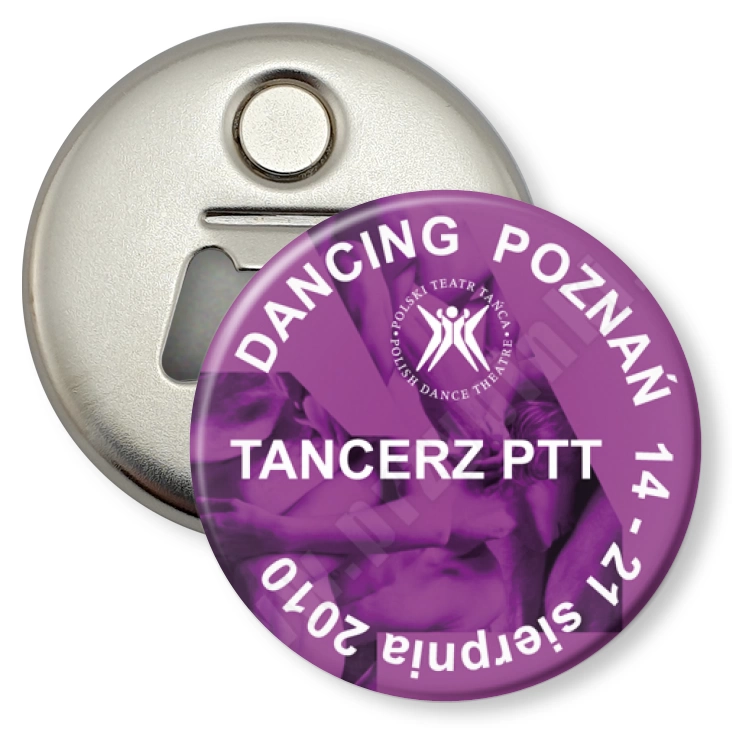 przypinka otwieracz-magnes Dancing Poznań 2010 - tancerz PTT