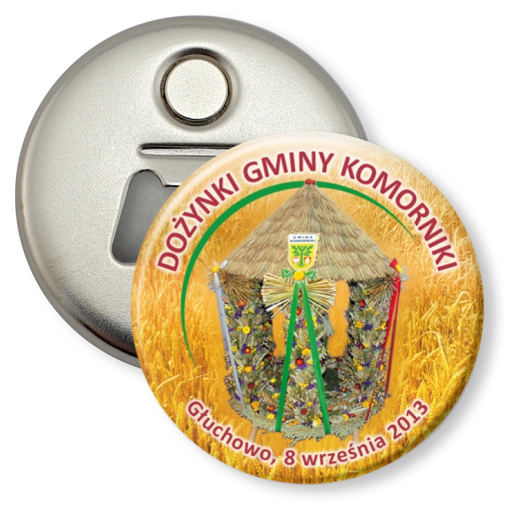 przypinka otwieracz-magnes Dożynki Gminy Komorniki 2013