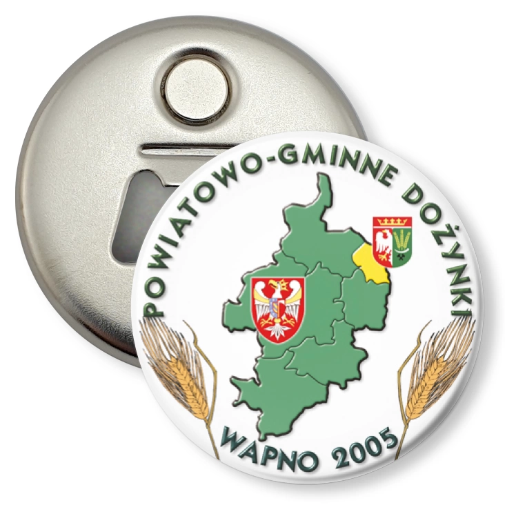 przypinka otwieracz-magnes Dożynki Wapno 2005