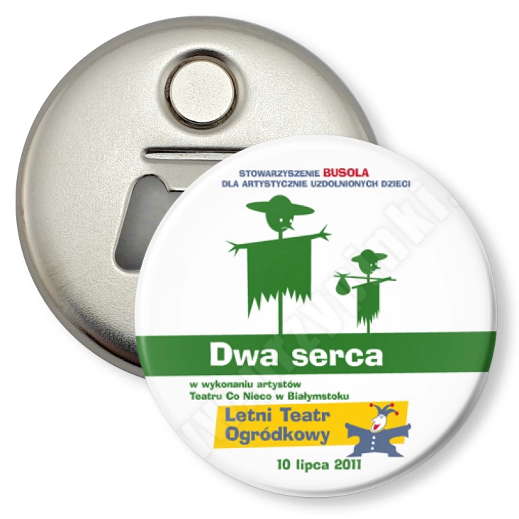 przypinka otwieracz-magnes Dwa serca