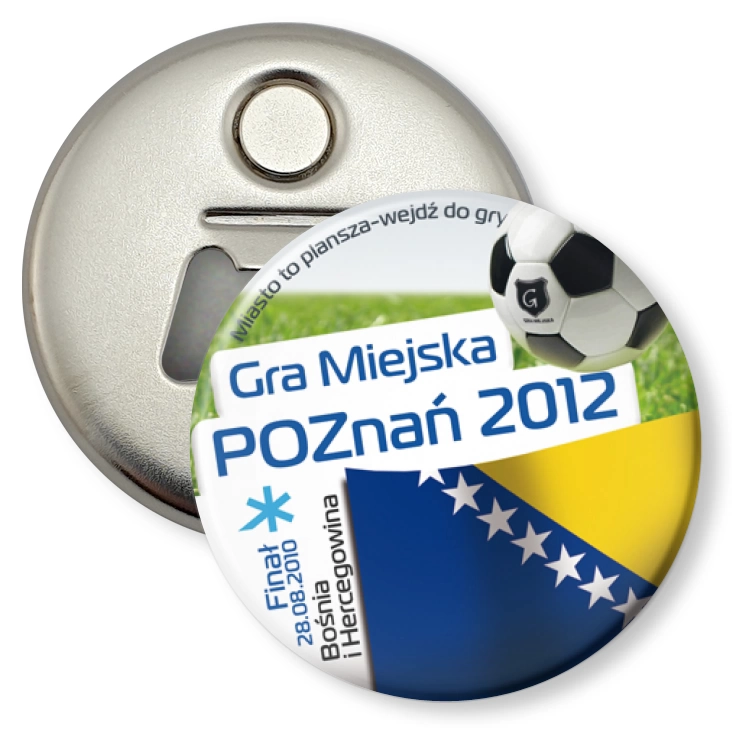 przypinka otwieracz-magnes Gra Miejska - Poznań 2012 - Bośnia i Hercegowina