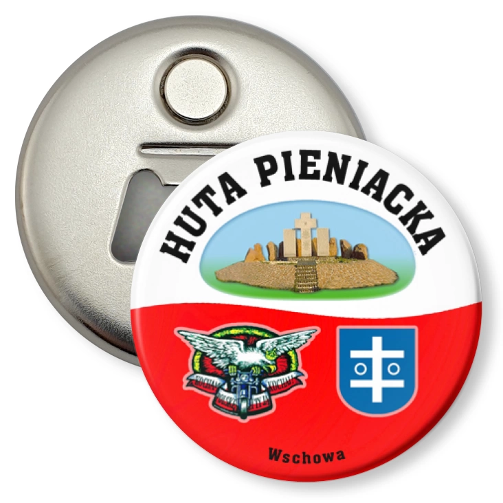 przypinka otwieracz-magnes Huta Pieniacka