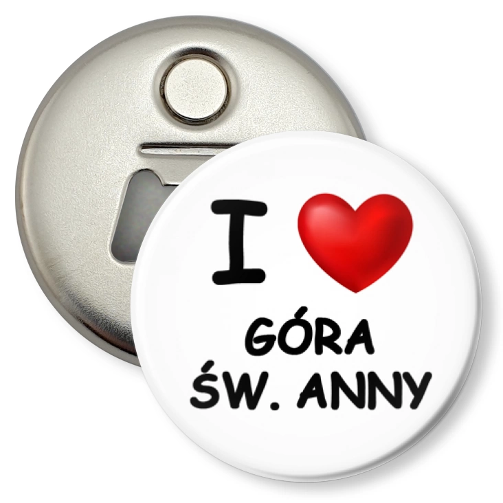 przypinka otwieracz-magnes I love Góra św. Anny