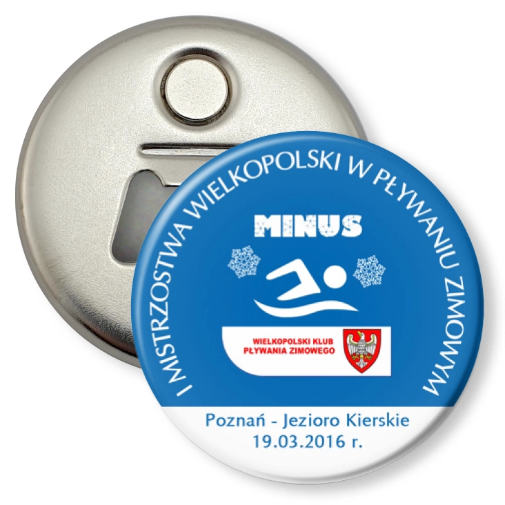 przypinka otwieracz-magnes I Mistrzostwa Wielkopolski w Pływaniu Zimowym