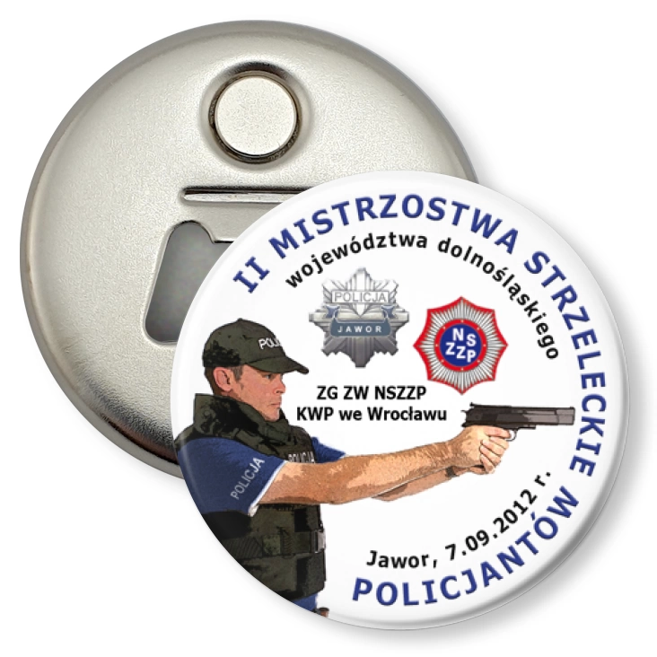 przypinka otwieracz-magnes II Mistrzostwa Strzeleckie Policjantów