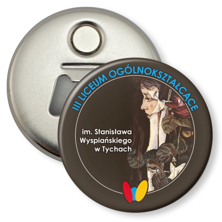 przypinka otwieracz-magnes III LO w Tychach