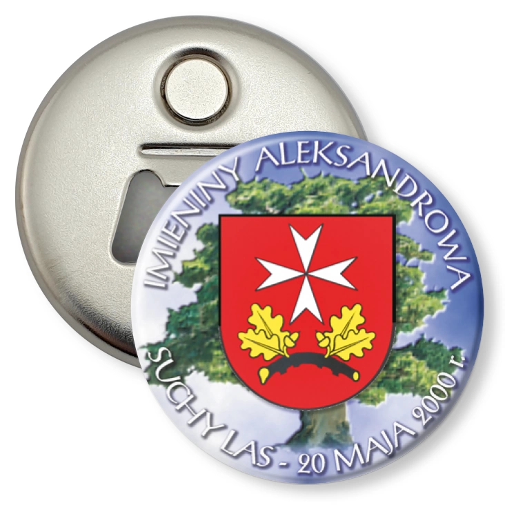przypinka otwieracz-magnes Imieniny Aleksandrowa 2000