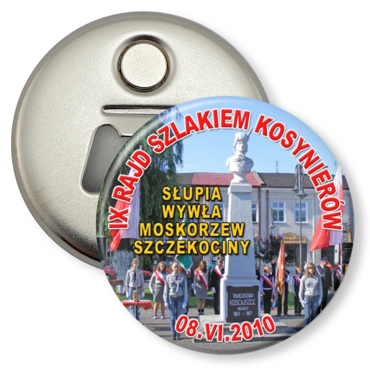 przypinka otwieracz-magnes IX Rajd Szlakiem Kosynierów