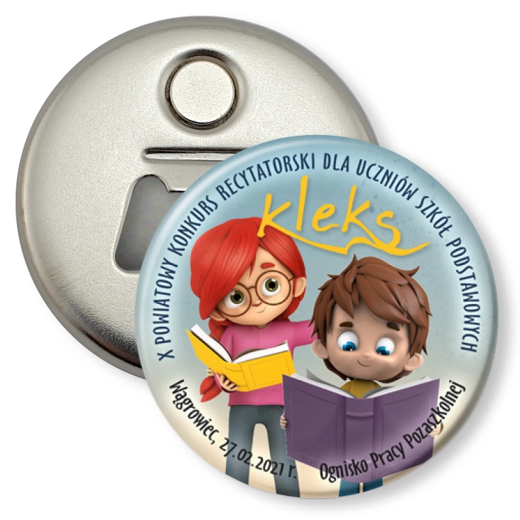 przypinka otwieracz-magnes Kleks 2021
