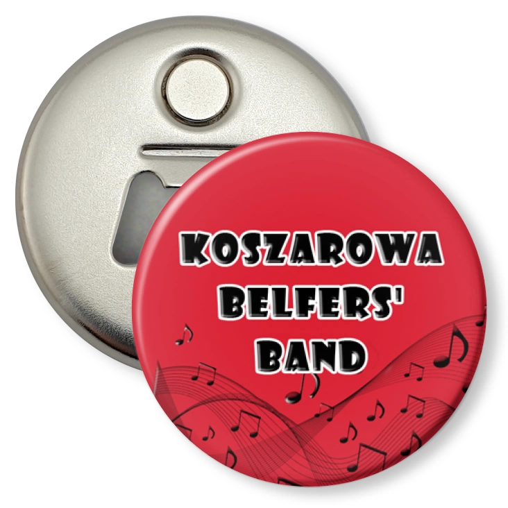 przypinka otwieracz-magnes Koszarowa Belfers Band