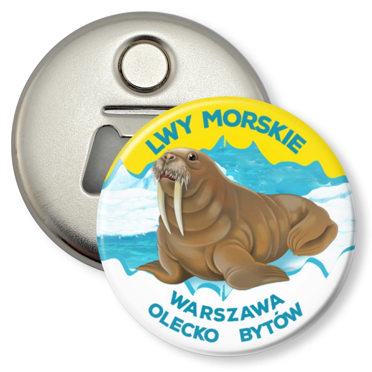 przypinka otwieracz-magnes Lwy Morskie