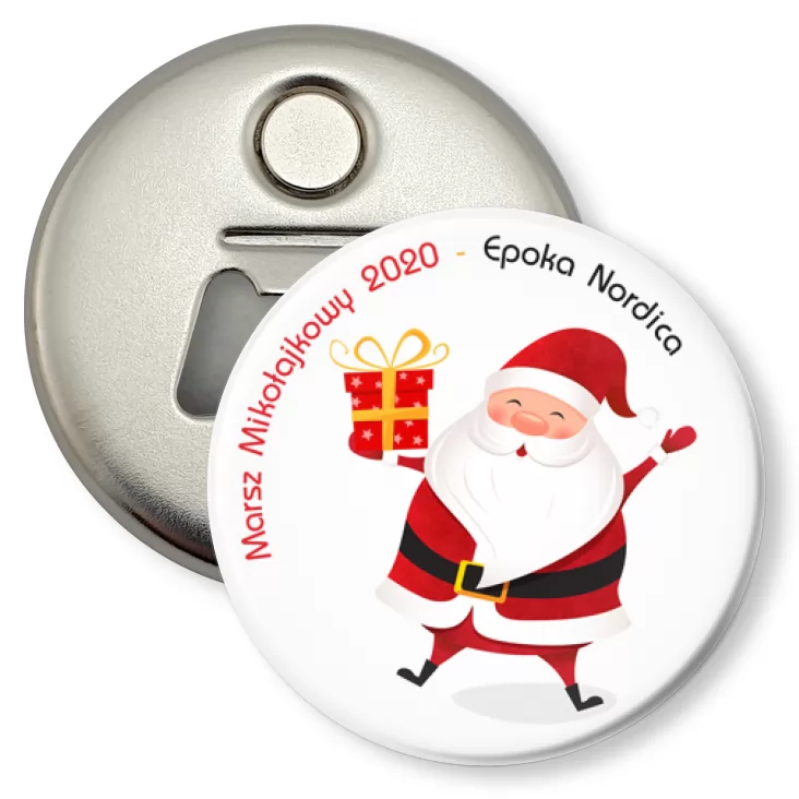 przypinka otwieracz-magnes Marsz Mikołajkowy 2020 - Epoka Nordica