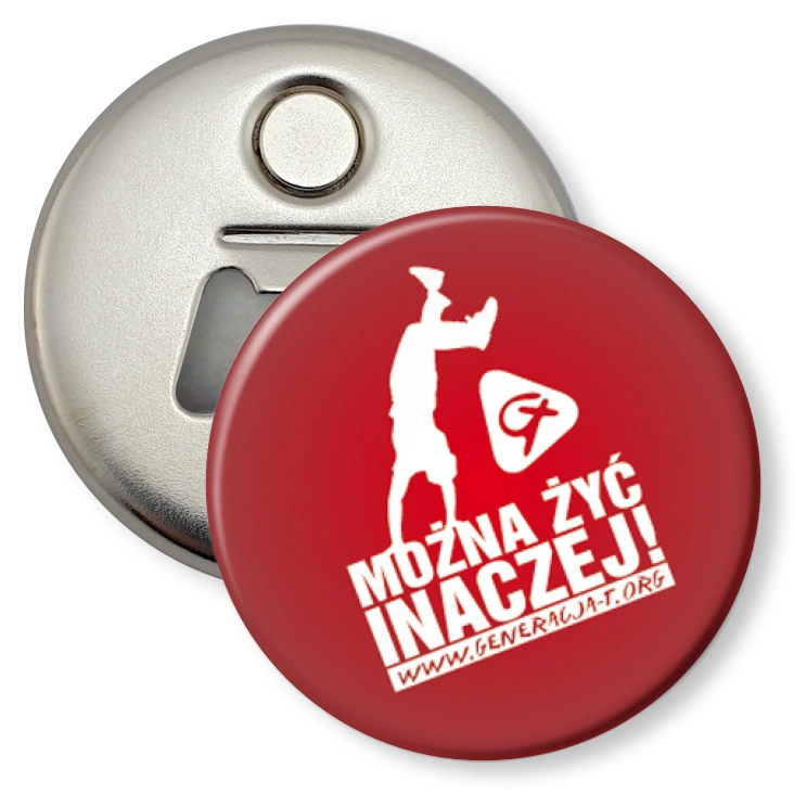 przypinka otwieracz-magnes Można żyć inaczej A