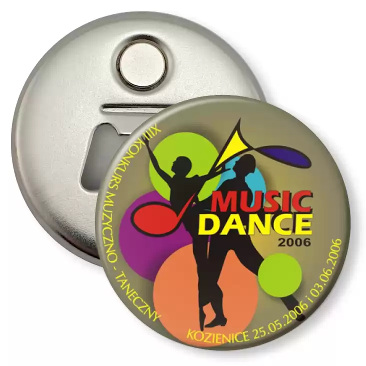 przypinka otwieracz-magnes Music Dance
