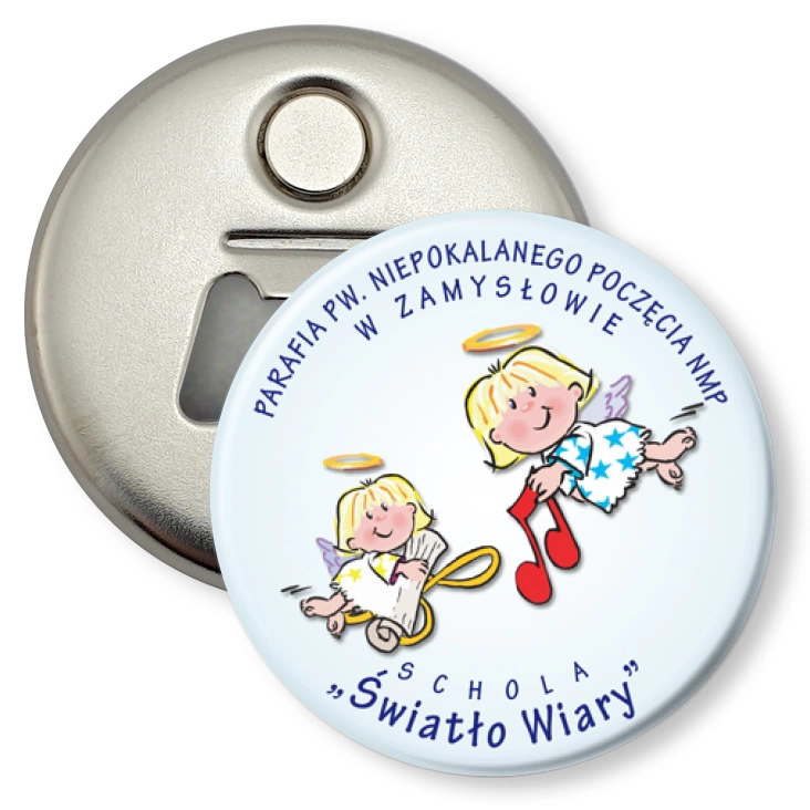 przypinka otwieracz-magnes Schola Światło Wiary