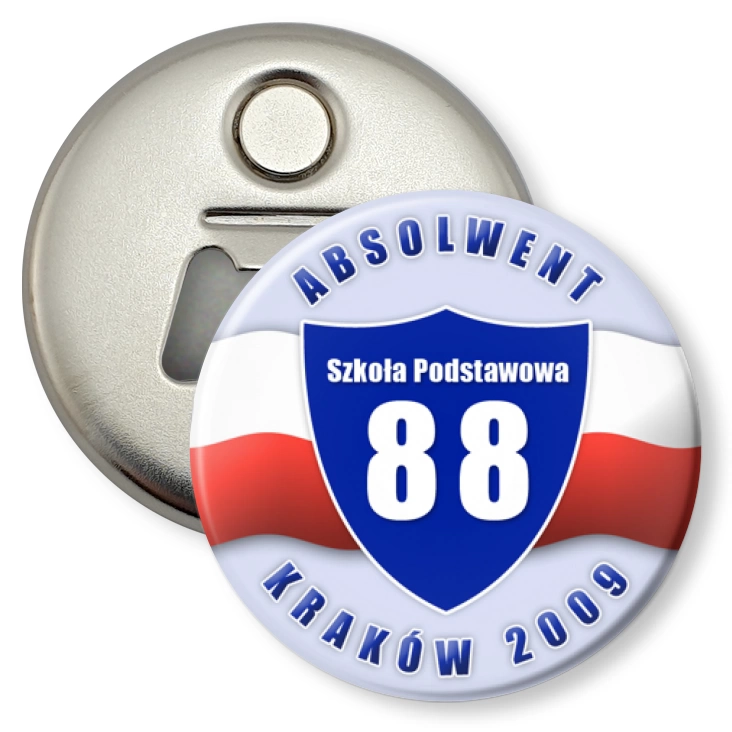 przypinka otwieracz-magnes SP 88 Kraków Absolwent