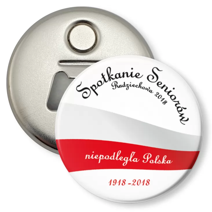 przypinka otwieracz-magnes Spotkanie seniorów