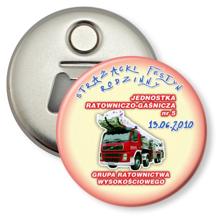 przypinka otwieracz-magnes Strażacki Festyn Rodzinny 2010