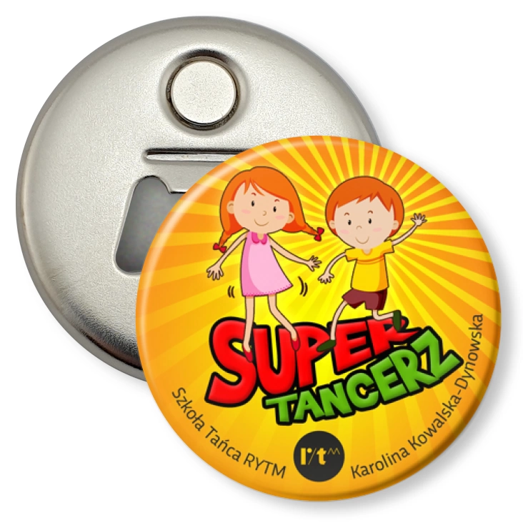 przypinka otwieracz-magnes Super tancerz