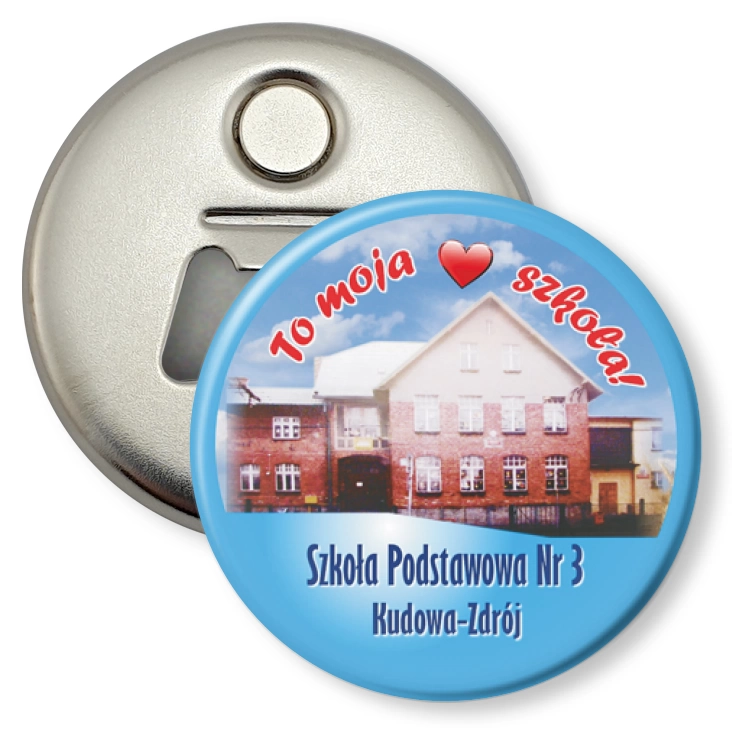 przypinka otwieracz-magnes Szkoła Podstawowa - Kudowa Zdrój