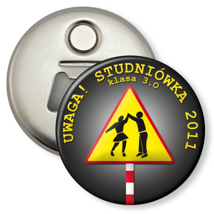 przypinka otwieracz-magnes Uwaga! Studniówka 2011