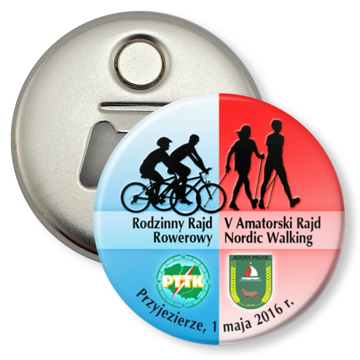 przypinka otwieracz-magnes V Amatorski Rajd Nordic Walking
