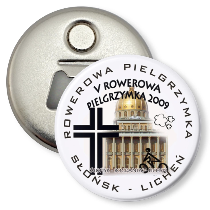 przypinka otwieracz-magnes V Rowerowa Pielgrzymka 2009