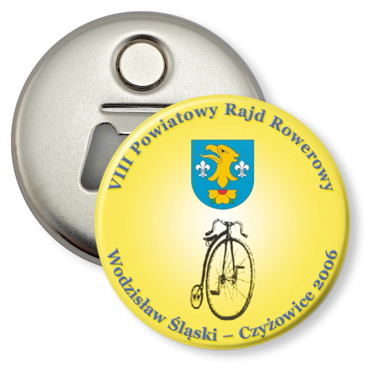 przypinka otwieracz-magnes VIII Powiatowy Rajd Rowerowy