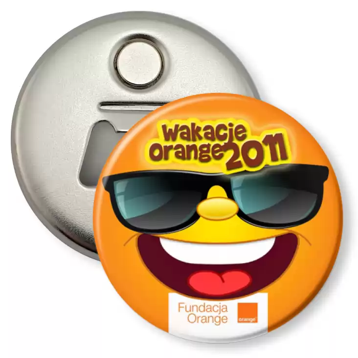 przypinka otwieracz-magnes Wakacje Orange 2011