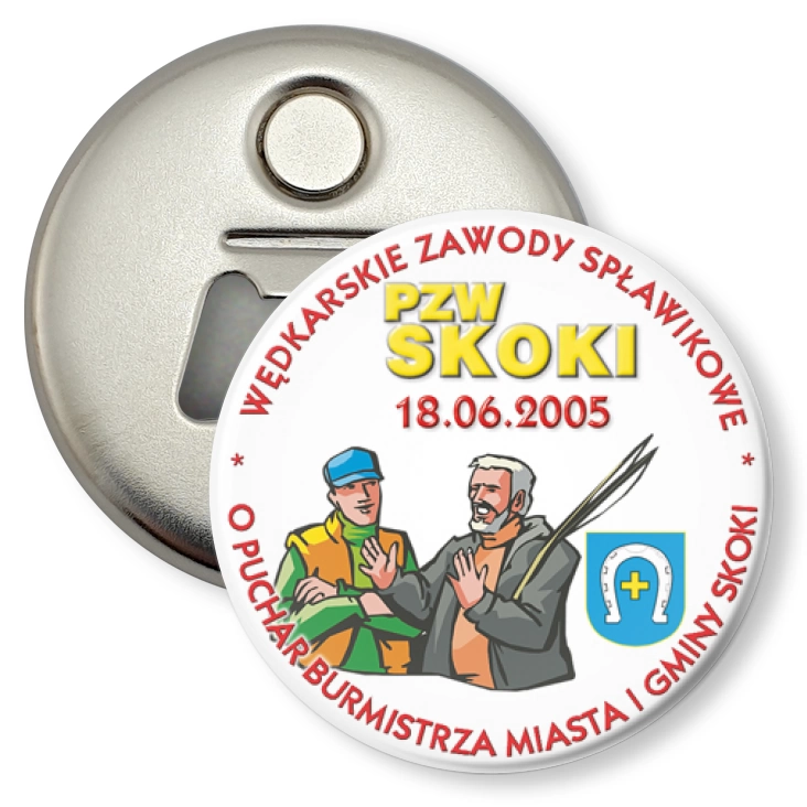 przypinka otwieracz-magnes Wędkarskie Zawody Spławikowe 2005