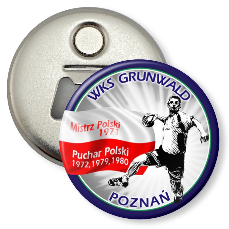 przypinka otwieracz-magnes WKS Grunwald Poznań