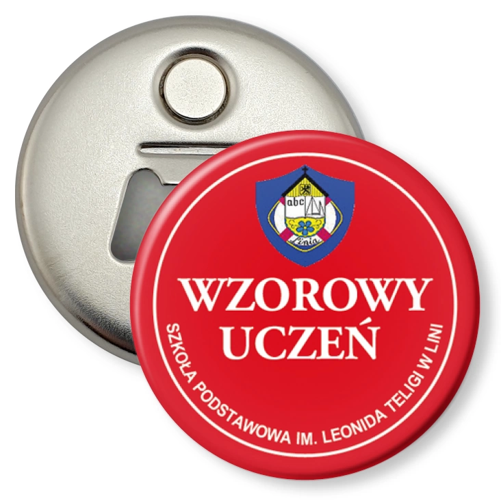 przypinka otwieracz-magnes Wzorowy Uczeń