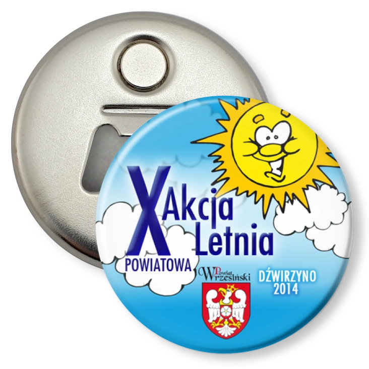 przypinka otwieracz-magnes X Powiatowa Akcja Letnia