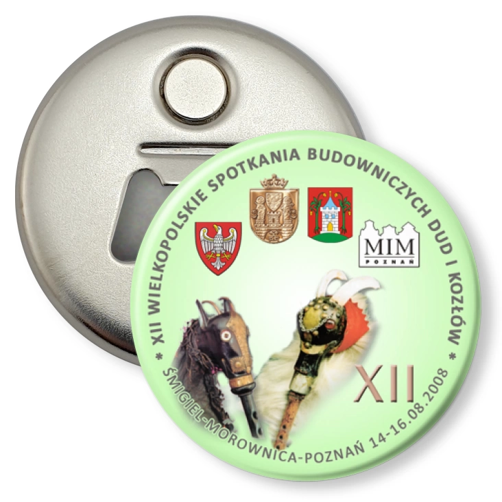 przypinka otwieracz-magnes XII IWielkopolskie Spotkania Budowniczych Dud i Kozłów