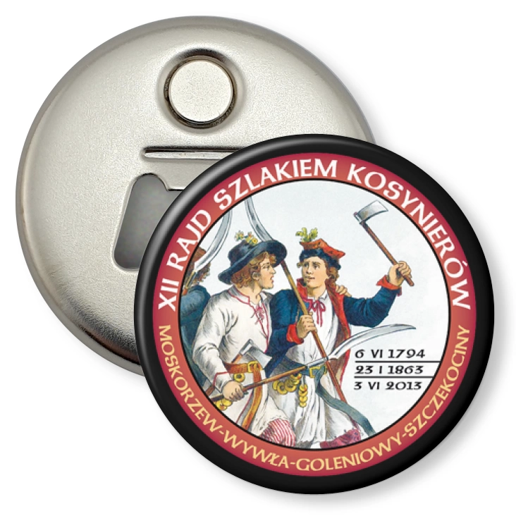 przypinka otwieracz-magnes XII Rajd Szlakiem Kosynierów