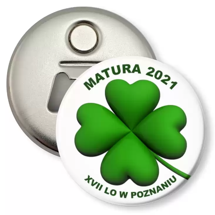 przypinka otwieracz-magnes XVII LO w Poznaniu Matura 2021