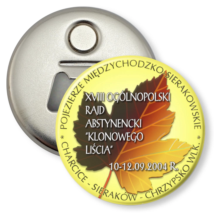 przypinka otwieracz-magnes XVIII Ogólnopolski Rajd Abstynencki Klonowego Liścia