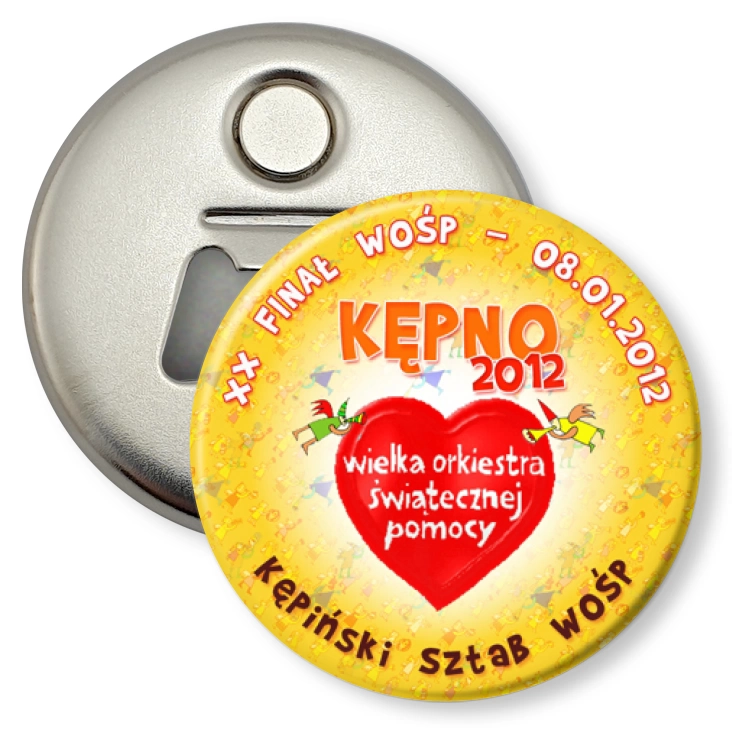 przypinka otwieracz-magnes XX Finał WOŚP - Kępno 2012