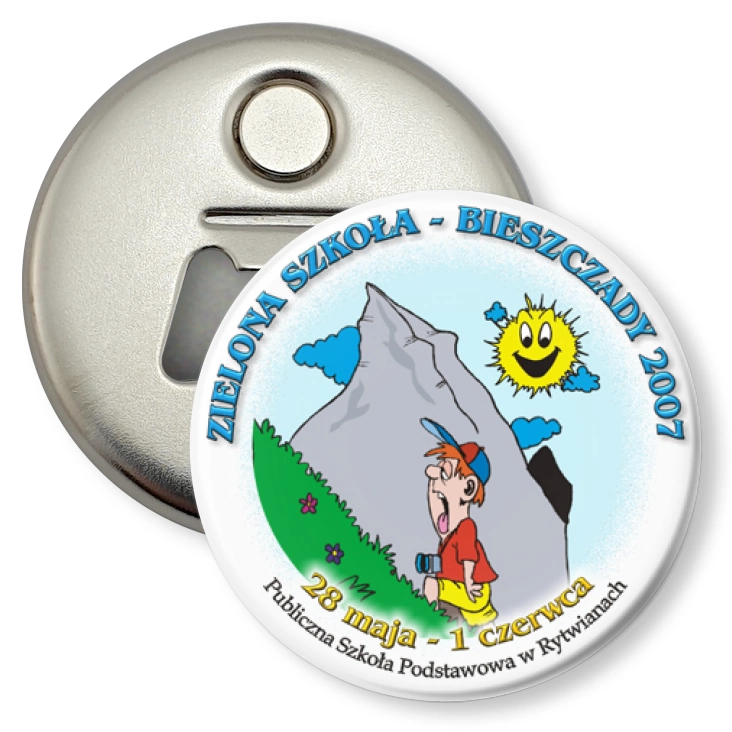 przypinka otwieracz-magnes Zielona Szkoła - Bieszczady 2007