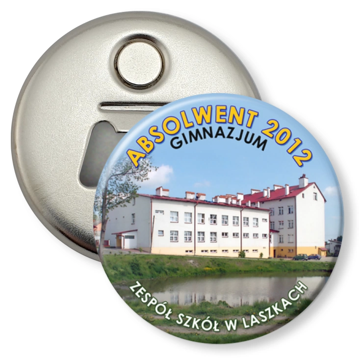 przypinka otwieracz-magnes ZS w Laszkach - Absolwent Gimnazjum 2012