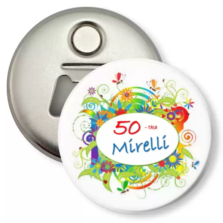 przypinka otwieracz-magnes 50-tka Mirelli
