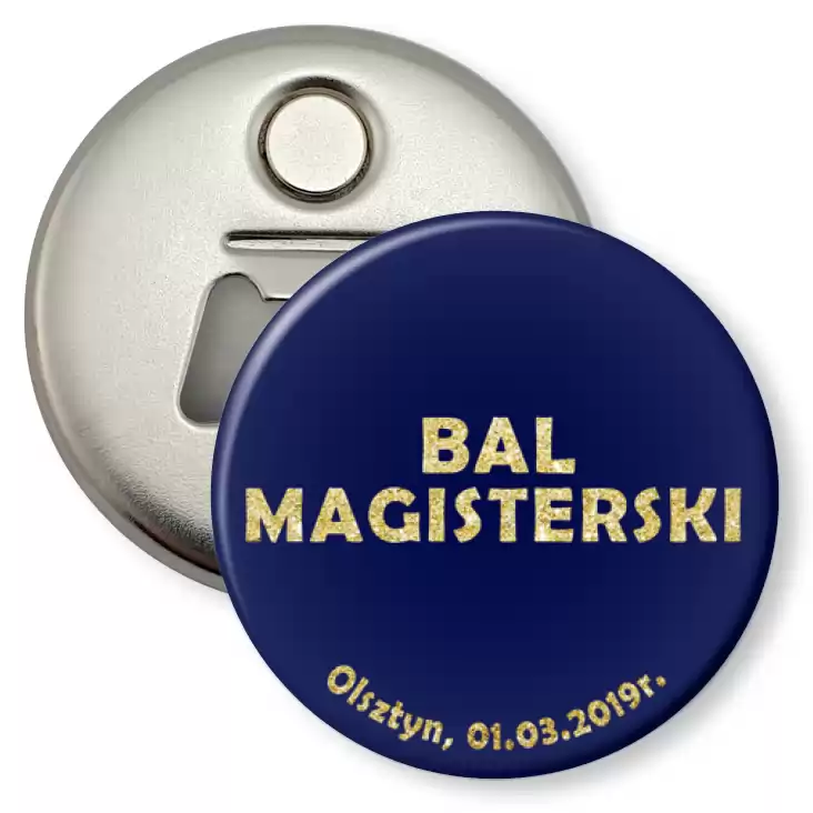 przypinka otwieracz-magnes Bal Magisterski 2019