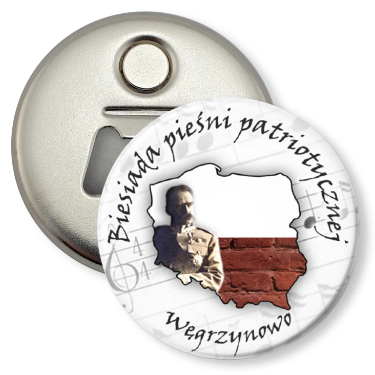 przypinka otwieracz-magnes Biesiada pieśni patriotycznej