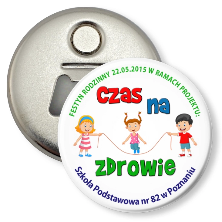 przypinka otwieracz-magnes Czas na zdrowie