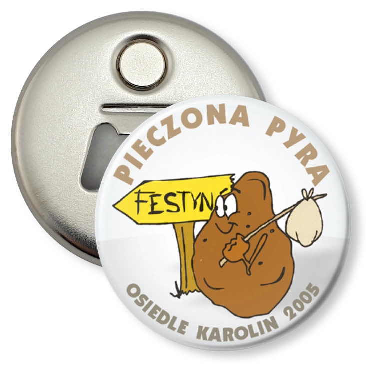 przypinka otwieracz-magnes Festyn Pieczona Pyra