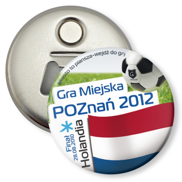 przypinka otwieracz-magnes Gra Miejska - Poznań 2012 - Holandia